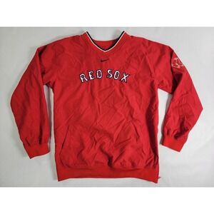 Vtg Youth Sz M Nike Boston Red Sox Center Swoosh Pullover Windbreaker Jacket EUC